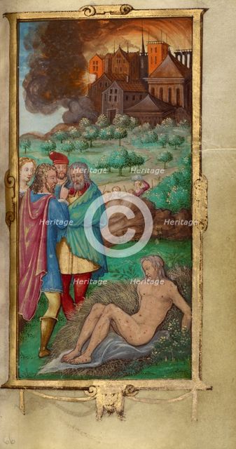 Job Derided by his Wife and Three Friends; Book of Hours, 1544. Creator: Unknown.