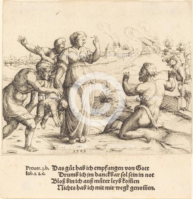 Job Learns of His Misfortunes, 1549. Creator: Augustin Hirschvogel.