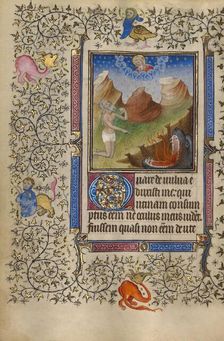 Job Pointing to the Abyss of Hell; Book of Hours, about 1410. Creator: Unknown