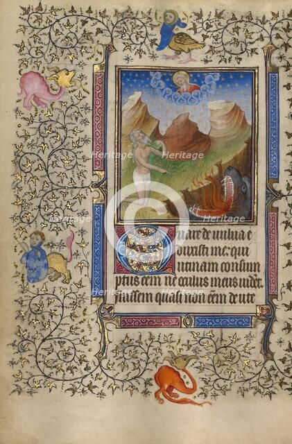 Job Pointing to the Abyss of Hell; Book of Hours, about 1410. Creator: Unknown.