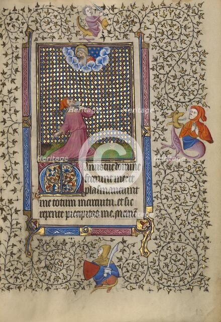 Job Pointing to the Dust of the Earth; Book of Hours, about 1410. Creator: Unknown.