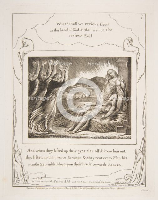 Job's Comforters, from Illustrations of the Book of Job, 1825-26. Creator: William Blake.