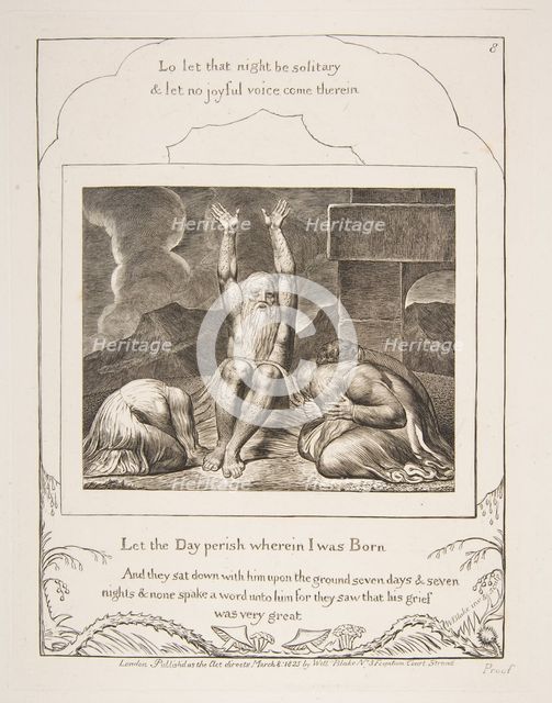 Job's Despair, from Illustrations of the Book of Job, 1825-26. Creator: William Blake.