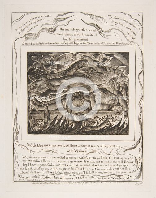 Job's Evil Dreams, from Illustrations of the Book of Job, 1825-26. Creator: William Blake.