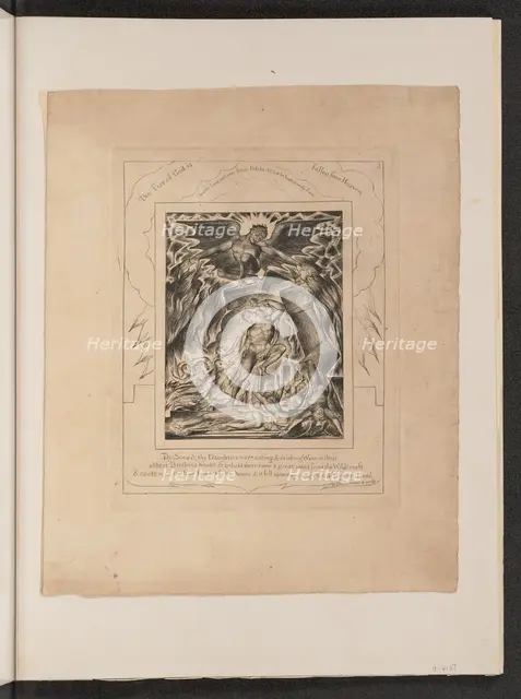 Job's Sons and Daughters Overwhelmed by Satan, 1825. Creator: William Blake.