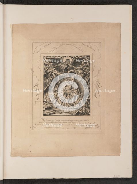 Job's Sons and Daughters Overwhelmed by Satan, 1825. Creator: William Blake.
