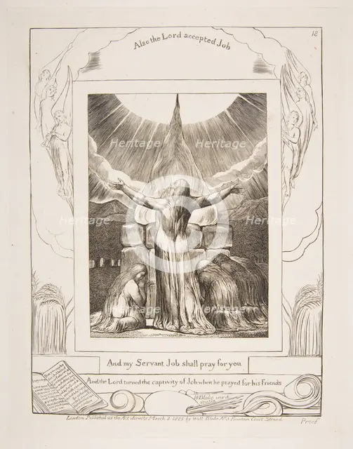 Job's Sacrifice, from Illustrations of the Book of Job, 1825-26. Creator: William Blake.