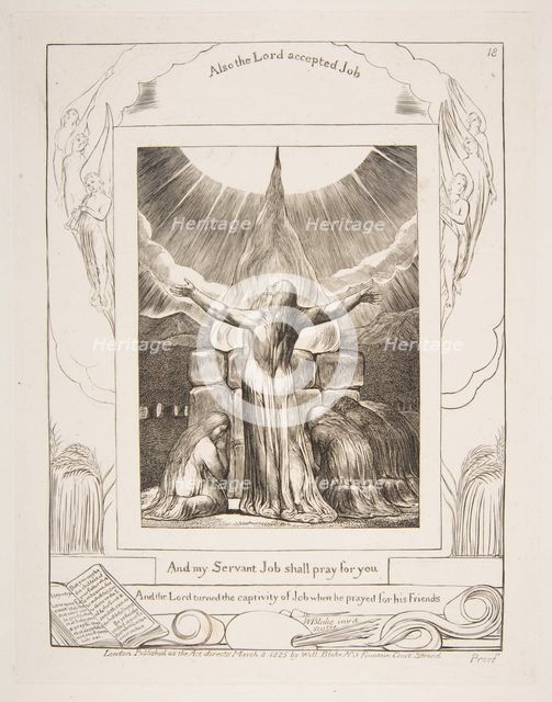 Job's Sacrifice, from Illustrations of the Book of Job, 1825-26. Creator: William Blake.