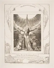 Job's Sacrifice, from Illustrations of the Book of Job, 1825-26. Creator: William Blake