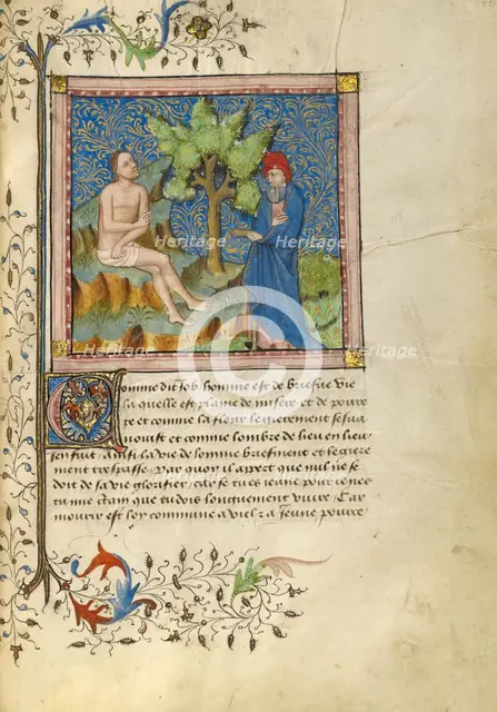 Job Speaking to a Friend; Livre de Bonnes Meurs, about 1430. Creator: Unknown.
