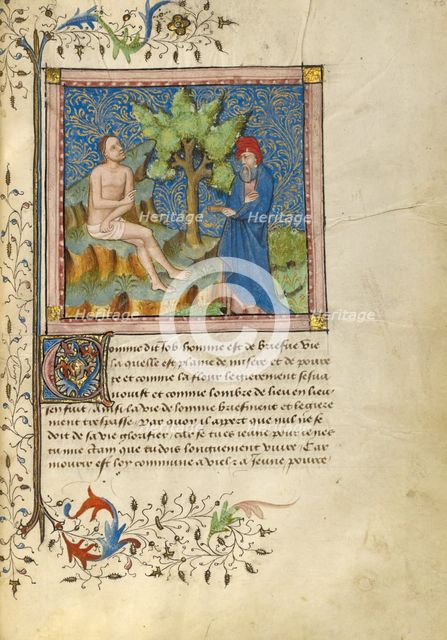 Job Speaking to a Friend; Livre de Bonnes Meurs, about 1430. Creator: Unknown.