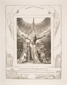 Job's Sacrifice, from Illustrations of the Book of Job, 1825-26. Creator: William Blake
