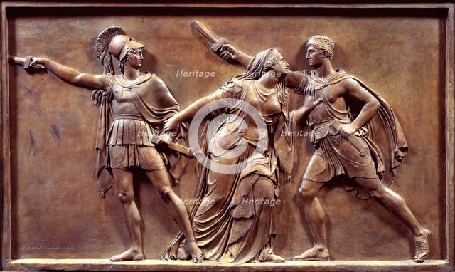 Jocasta intervening between her Sons Eteocles and Polynices, c1840. Creator: John Gibson.