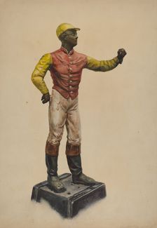 Jockey Hitching Post, c. 1937. Creator: Elizabeth Fairchild