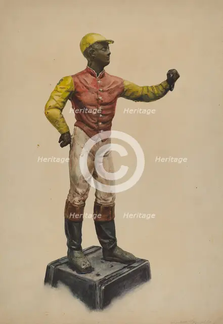 Jockey Hitching Post, c. 1937. Creator: Elizabeth Fairchild.