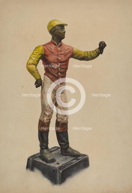 Jockey Hitching Post, c. 1937. Creator: Elizabeth Fairchild.