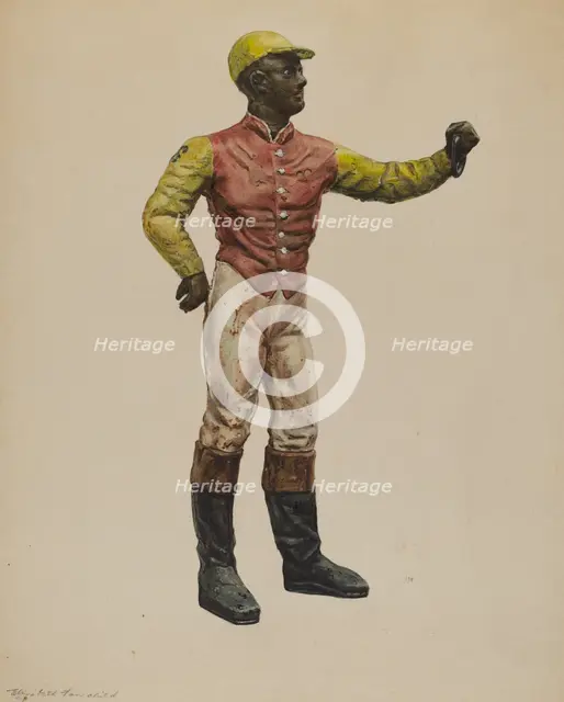 Jockey Hitching Post, c. 1937. Creator: Elizabeth Fairchild.