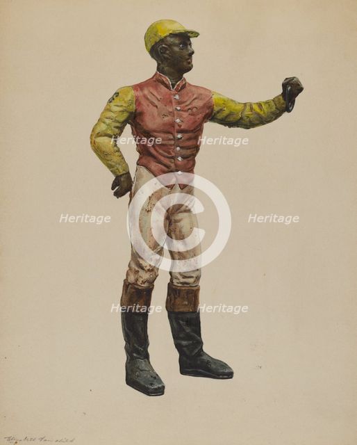 Jockey Hitching Post, c. 1937. Creator: Elizabeth Fairchild.