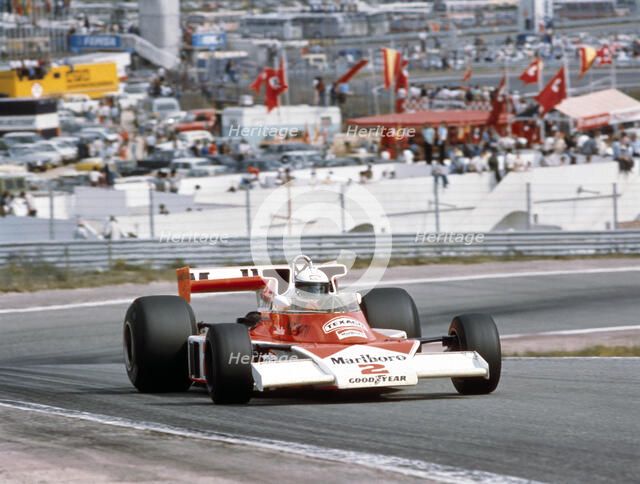 Jochen Mass racing a McLaren-Cosworth M23, Spanish Grand Prix, Jarama, Spain, 1977. Artist: Unknown