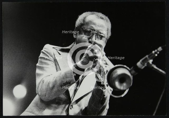Joe Newman playing his trumpet, Beaulieu, Hampshire, July 1977. Creator: Denis Williams.