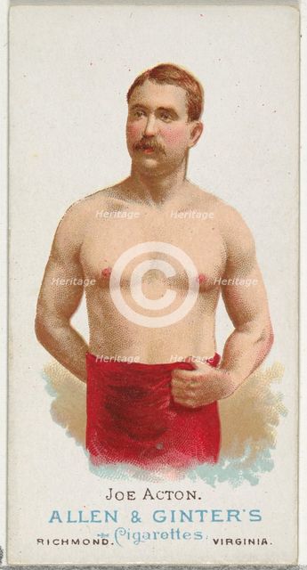 Joe Acton, Wrestler, from World's Champions, Series 1 (N28) for Allen & Ginter Cigarettes,..., 1887. Creator: Allen & Ginter.