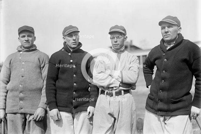 Joe Connolly, Bill Allen, Merito Acosta, Unidentified, Washington Al, at University of..., ca. 1913. Creator: Harris & Ewing.