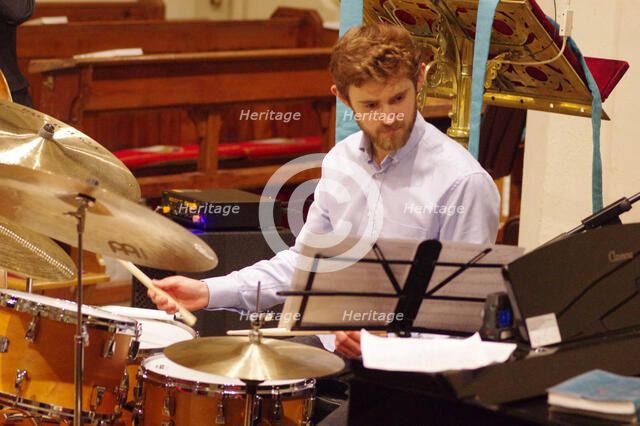Joe Edwards, Josephine Davies Mark Bassey Sextet, St Andrews Church, Hove, East Sussex, 14 Oct 2022. Creator: Brian O'Connor.