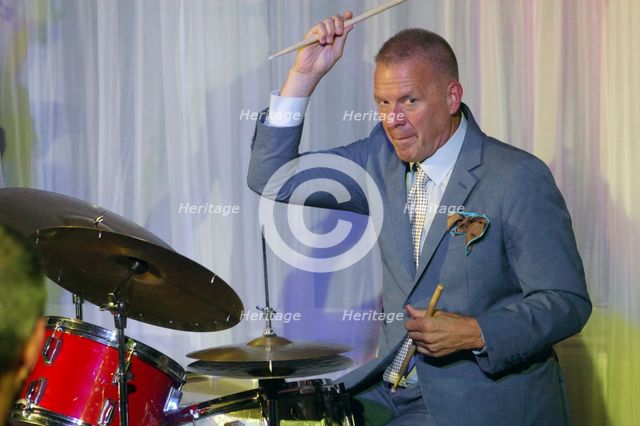 Joe Farnsworth, Joe Farnsworth-Sara Hanahan Quartet, Watermill Jazz Club, Dorking, Surrey, 2024. Creator: Brian O'Connor.