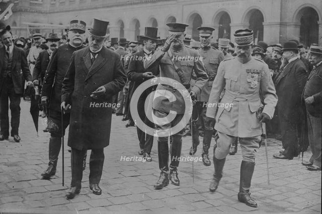 Joffre, Sharp, Pershing, Paris, July 4, 1917, 4 Jul 1917. Creator: Bain News Service.