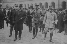 Joffre, Sharp, Pershing, Paris, July 4, 1917, 4 Jul 1917. Creator: Bain News Service
