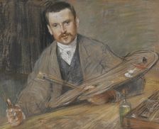 Johan Kindborg, 1861-1907, artist, married to wood engraver Emy Edman, 1880s. Creator: Sven Richard Bergh