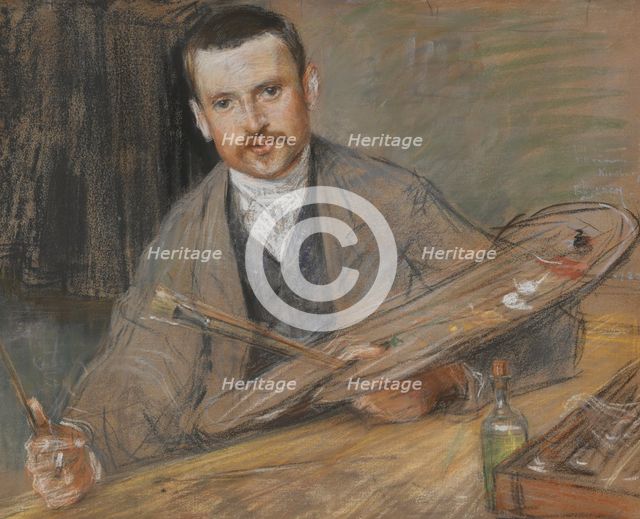 Johan Kindborg, 1861-1907, artist, married to wood engraver Emy Edman, 1880s. Creator: Sven Richard Bergh.