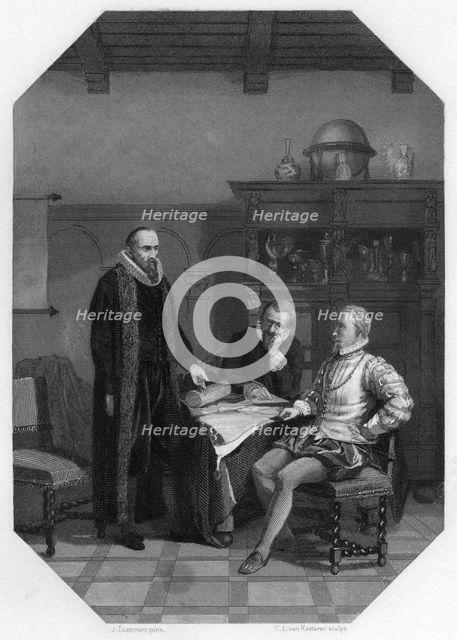 Johan van Oldenbarnevelt meeting Earl of Leicester, 1585-1587 (c1870).Artist: Van Kesteren