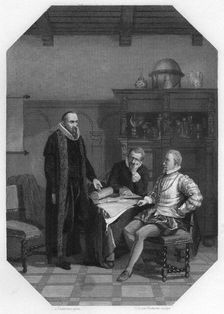 Johan van Oldenbarnevelt meeting Earl of Leicester, 1585-1587 (c1870).Artist: Van Kesteren