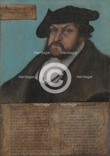 Johann I (1468-1532), the Constant, Elector of Saxony, 1532-33. Creator: Workshop of Lucas Cranach the Elder (German, Kronach 1472-1553 Weimar).