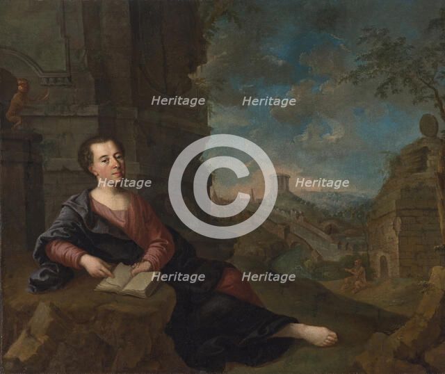 Johann Joachim Winckelmann (1717-1768) Shown against an Italian Landscape, Early 19th cen.. Creator: Anonymous.