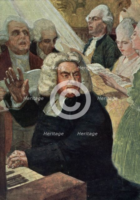 Johann Sebastian Bach at the organ.