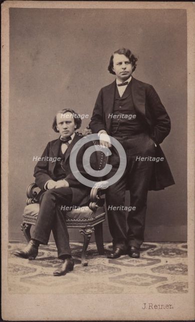 Johannes Brahms (1833-1897) and Josef Joachim (1831-1907) , 1867. Creator: Photo studio J. Reiner.
