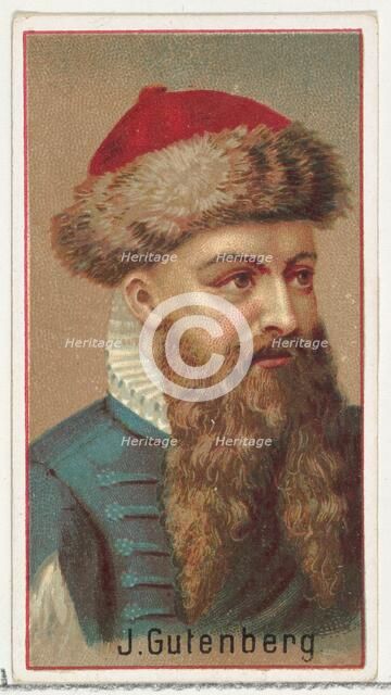 Johannes Gutenberg, printer's sample for the World's Inventors souvenir album (A25) for Al..., 1888. Creator: Allen & Ginter.