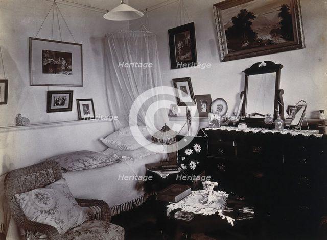 Johannesburg Hospital, South Africa: bed and sitting room, possibly staff quarters, c1905. Creator: Unknown.
