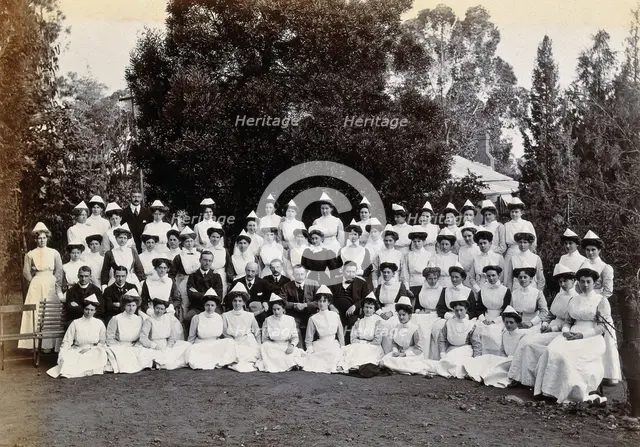 Johannesburg Hospital, South Africa: group of nurses and doctors, c1905. Creator: Unknown.