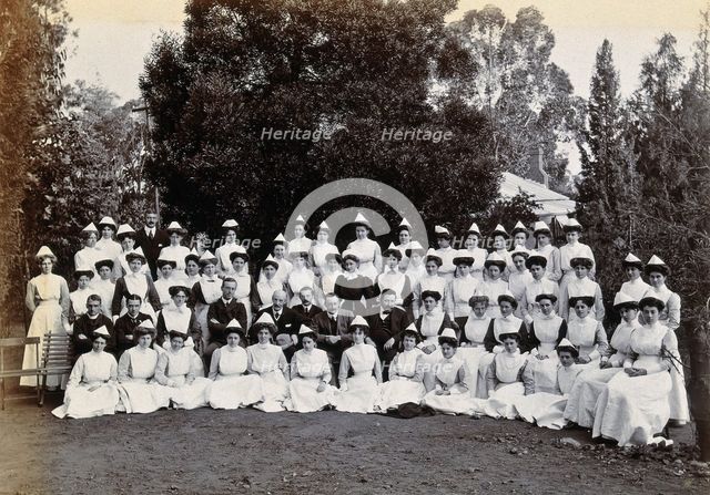 Johannesburg Hospital, South Africa: group of nurses and doctors, c1905. Creator: Unknown.