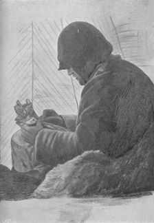 Johansen Sitting in the Sleeping Bag in the Hut c1893-1896, (1897)
