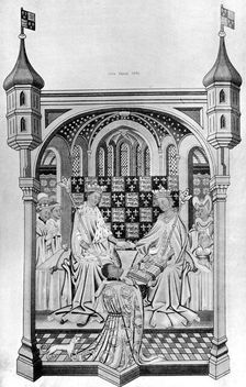 John Talbot, Earl of Shrewsbury, presenting a book to Margaret of Anjou, c1445, (1910)