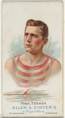 John Teemer, Oarsman, from World's Champions, Series 1 (N28) for Allen & Ginter Cigarettes..., 1887. Creator: Allen & Ginter