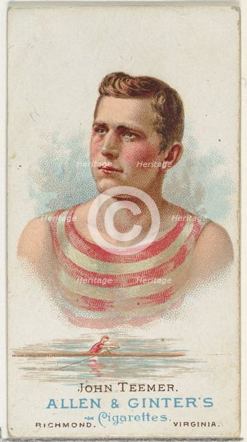 John Teemer, Oarsman, from World's Champions, Series 1 (N28) for Allen & Ginter Cigarettes..., 1887. Creator: Allen & Ginter.