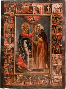 John the Apostle appearing to Saint Abraham of Rostov, Early 18th cen