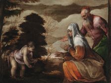 John the Baptist Gathering Flowers for his Parents, 1559-1560. Creator: Jacopo Bassano il vecchio