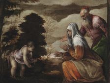 John the Baptist Gathering Flowers for his Parents, 1559-1560. Creator: Jacopo Bassano il vecchio