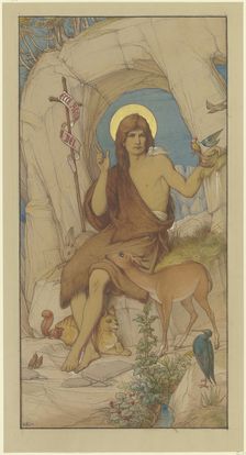 John the Baptist in the desert, 1864. Creator: Eduard von Steinle